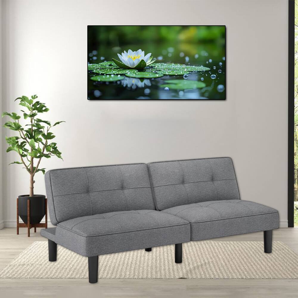 Front. Hivvago - Adjustable 6-Position Convertible Futon Sofa Bed for Versatile Seating and Sleeping - Grey.