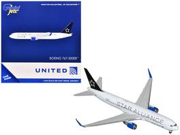GeminiJets - Boeing 767-300ER Commercial Aircraft United Airlines Star Alliance (N76516) Tail 1/400 & Airplane - White with Black
