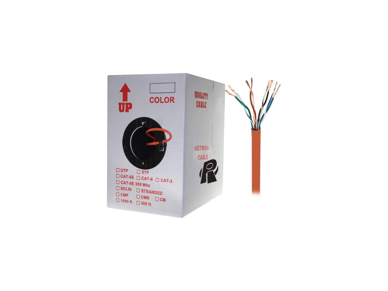 Nippon Labs - 50CP-C5E-ST-1K-OR 1000 ft. Bare Copper Cat5e Bulk Cable, 350MHz, Stranded Wire - Orange