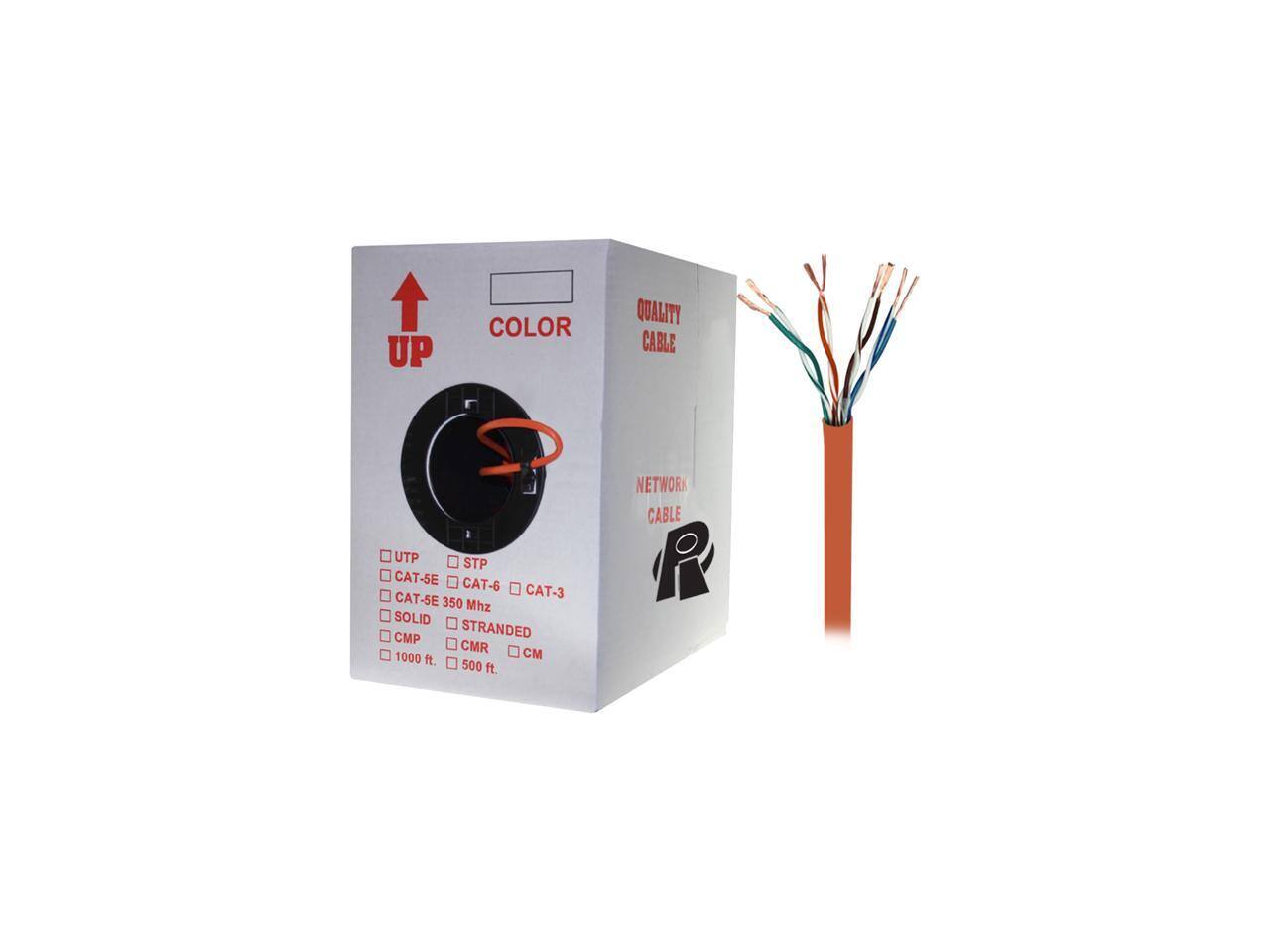 UP COLOR QUALITY CABLE UTP STP CAT-5E CAT-6 CAT-3 350 MHz SOLID STRANDED CMP CMR CM 1000 ft 500 ft NETWORK CABLE