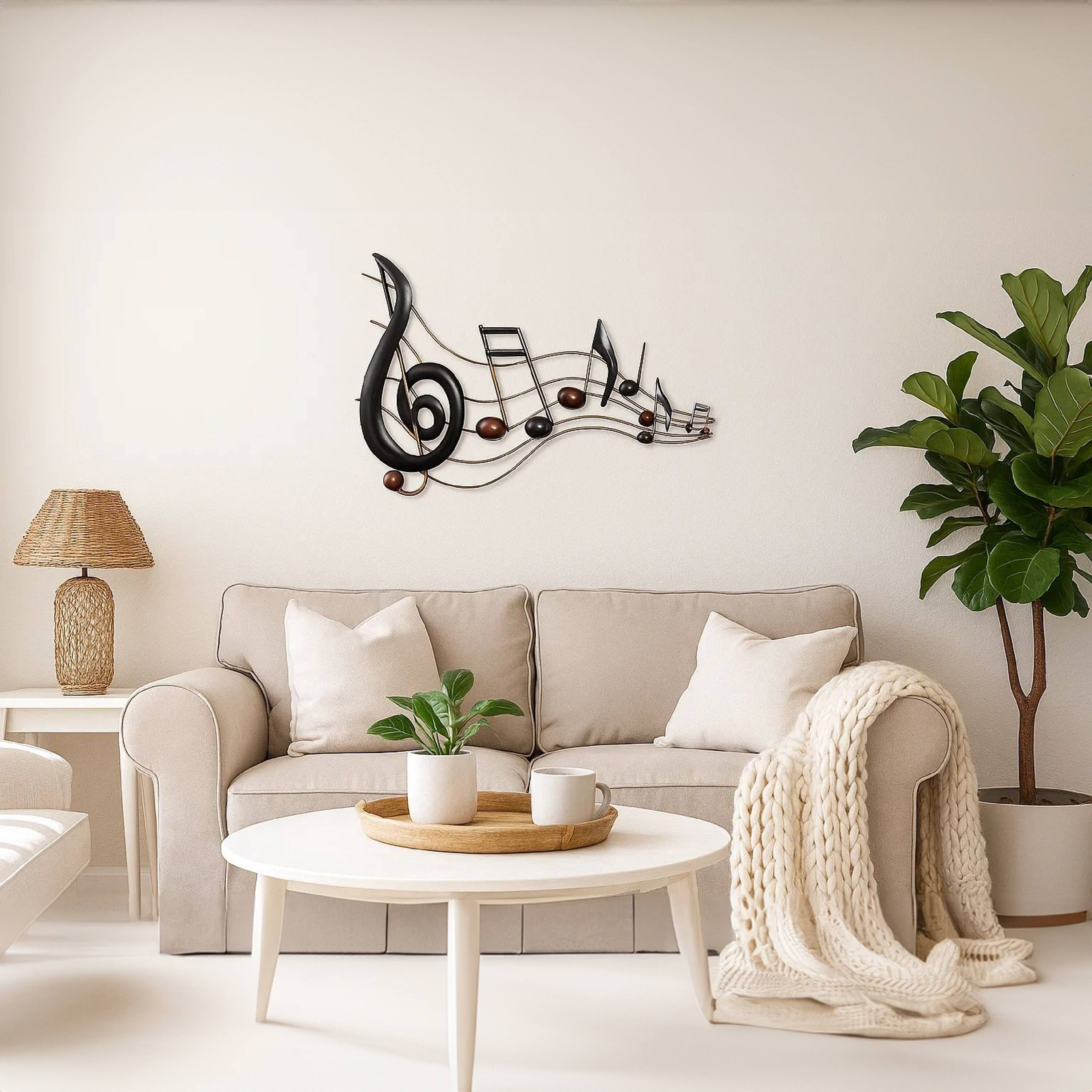 Alt View 3. Manhattan Lane - 26 Inch Handmade Metal Wall Mount Accent Decor with Musical Notes and Treble Clef - Black, Red.
