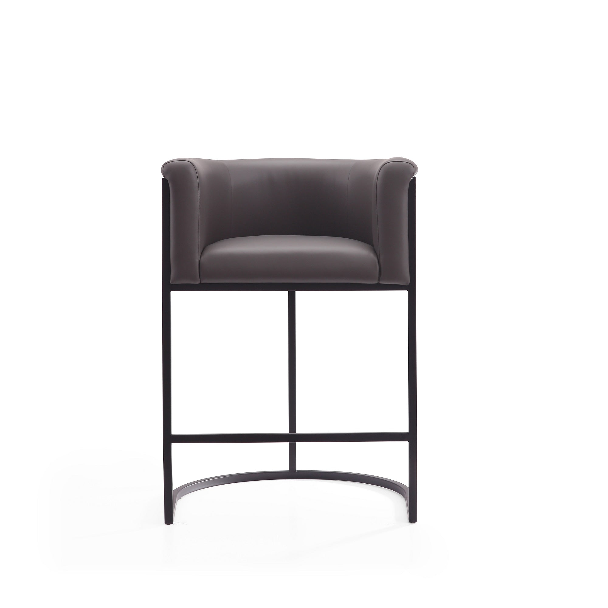 Back. Manhattan Comfort - Cosmopolitan Mid-Century Modern Metal Upholstered Counter Stool - Set of 2 - Graphite.