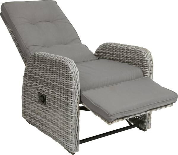 Back. Elle Decor - Elle Decor Vallauris 3-Piece Outdoor Reclining Chair Set, Grey - Grey.