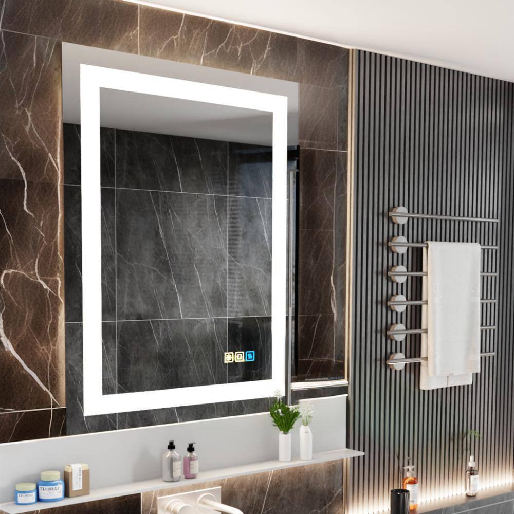 Alt View 2. Loheer - Loheer LED Bathroom Mirror, Touch Control, 3 Color Temperature, Anti-Fog, Dimmable Lighted Vanity Mirror for Bathroom - Black / Silver.