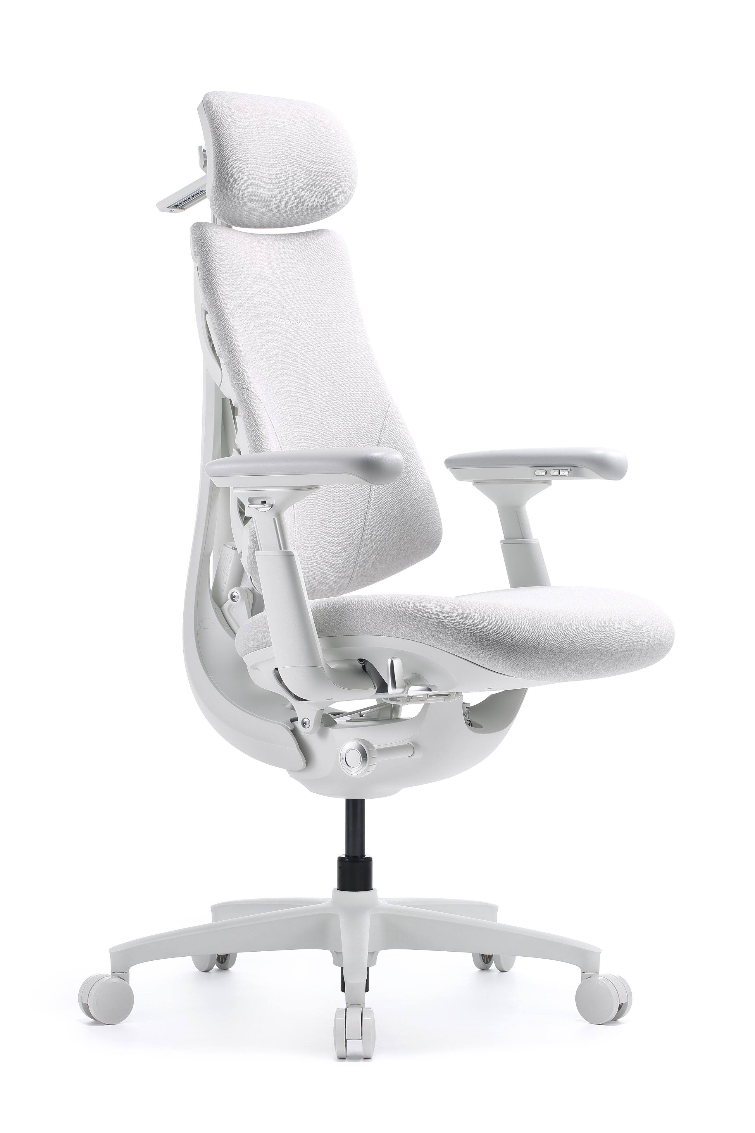 Left. LiberNovo - Omni Gen-Dynamic Ergonomic Chair-Extended Seat 48cm - Glacier.