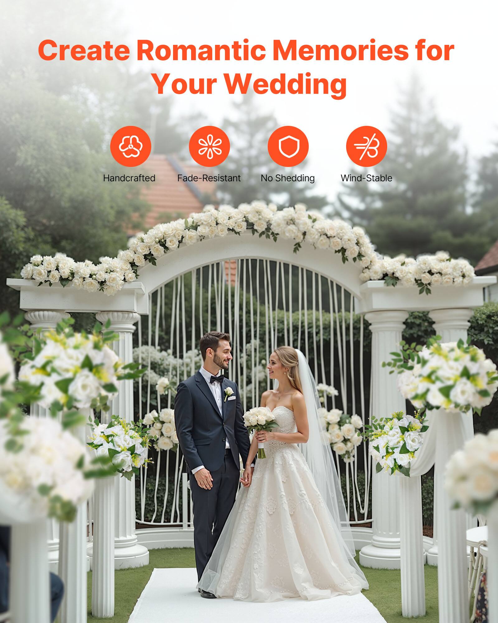 Create Romantic Memories for Your Wedding

- Handcrafted
- Fade-Resistant
- No Shedding
- Wind-Stable