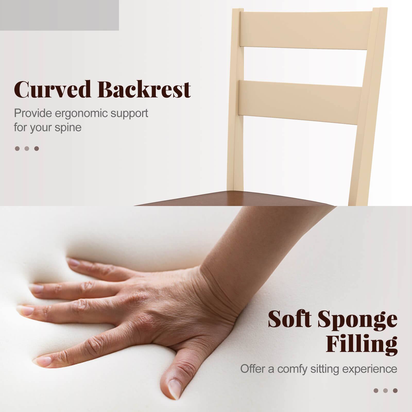 Curved Backrest: Provide ergonomic support for your spine. Soft Sponge Filling: Offer a comfy sitting experience.