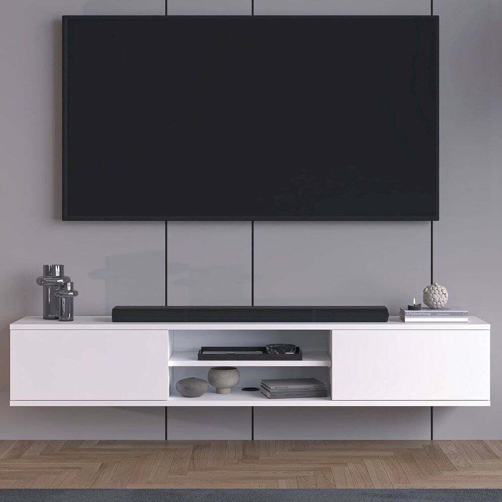 Alt View 2. Atelier Mobili - Floating TV Stand for 75 Inch TVs, Modern Entertainment Center - Brown.