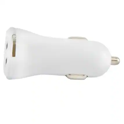 Front. Stock Preferred - Dual USB Car Charger 2.4A Fast Charging - White.