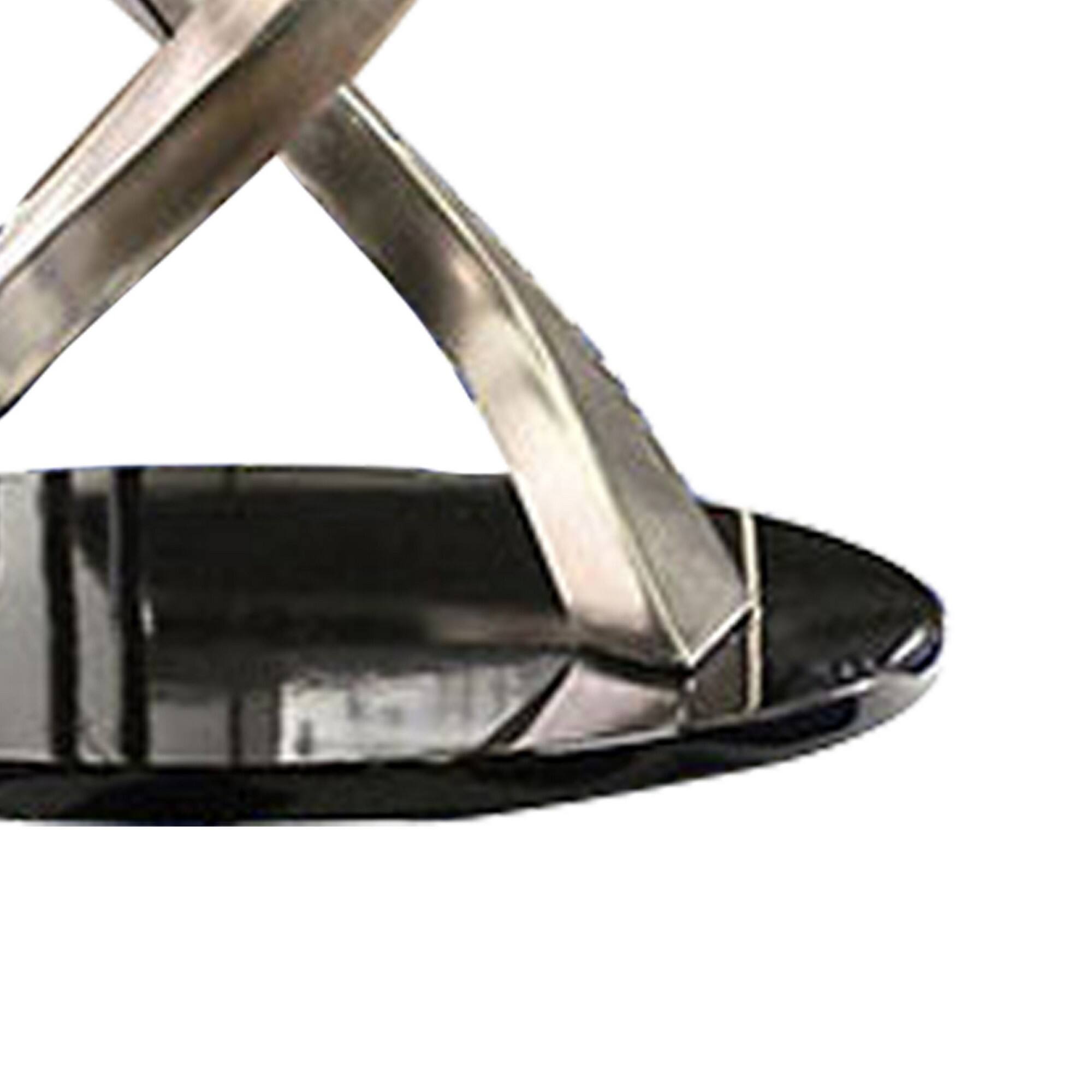 Alt View 3. Manhattan Lane - Contemporary Round Dining Table with Swirl Metal Base - Black and Silver.