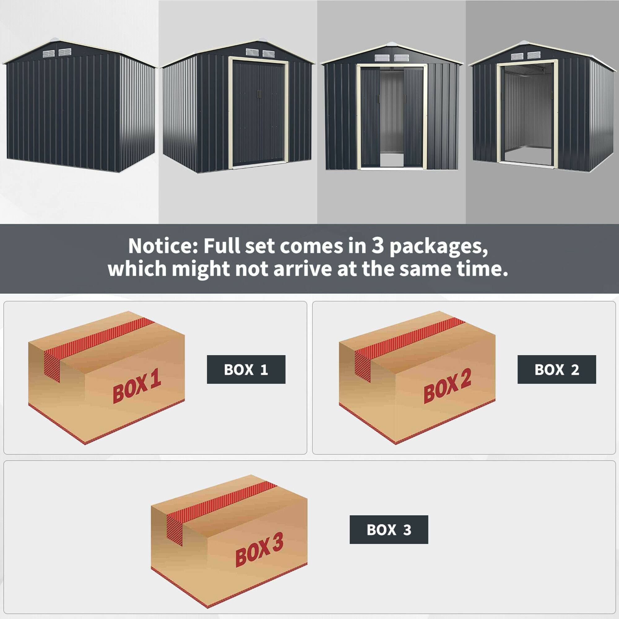 Notice: Full set comes in 3 packages, which might not arrive at the same time.

BOX 1  
BOX 2  
BOX 3