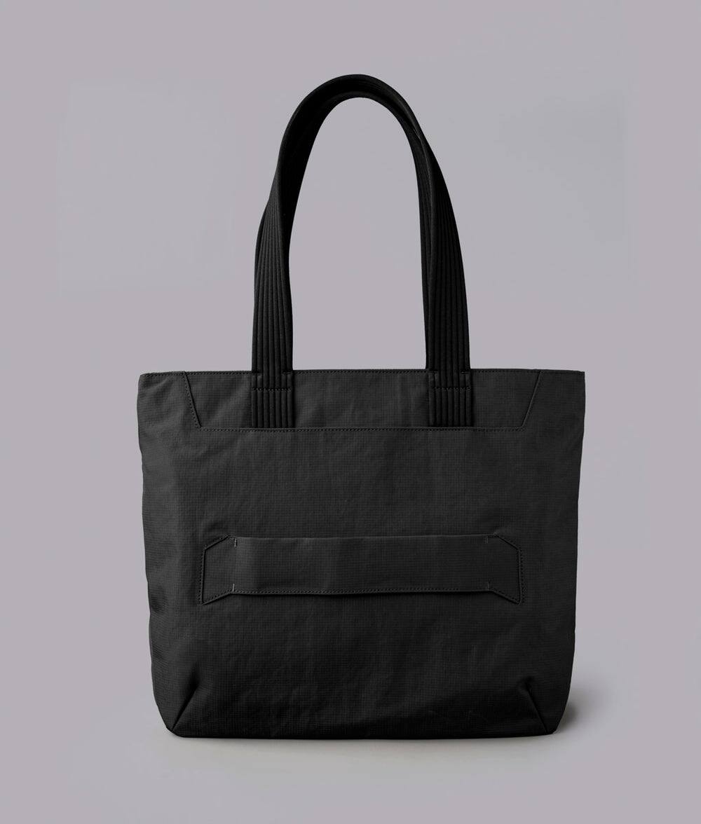 Back. ALPAKA - Flight Tote (M) Laptop Tote Bag for Work, Tote Bag Fits 14" MacBook Pro, Water Bottle Pocket, Luggage Pass-Through - Black Axoflux 400D.