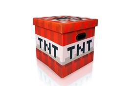 Ukonic - Minecraft TNT Block Storage Tote | Minecraft Storage Cube | 15-Inch Box & Lid - Red