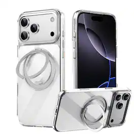 SKRAN - Case for iPhone 17 Pro Max - 360° Magnetic Bracket Phone Case, Full Coverage, Camera Button Protection, Air Design - Clear