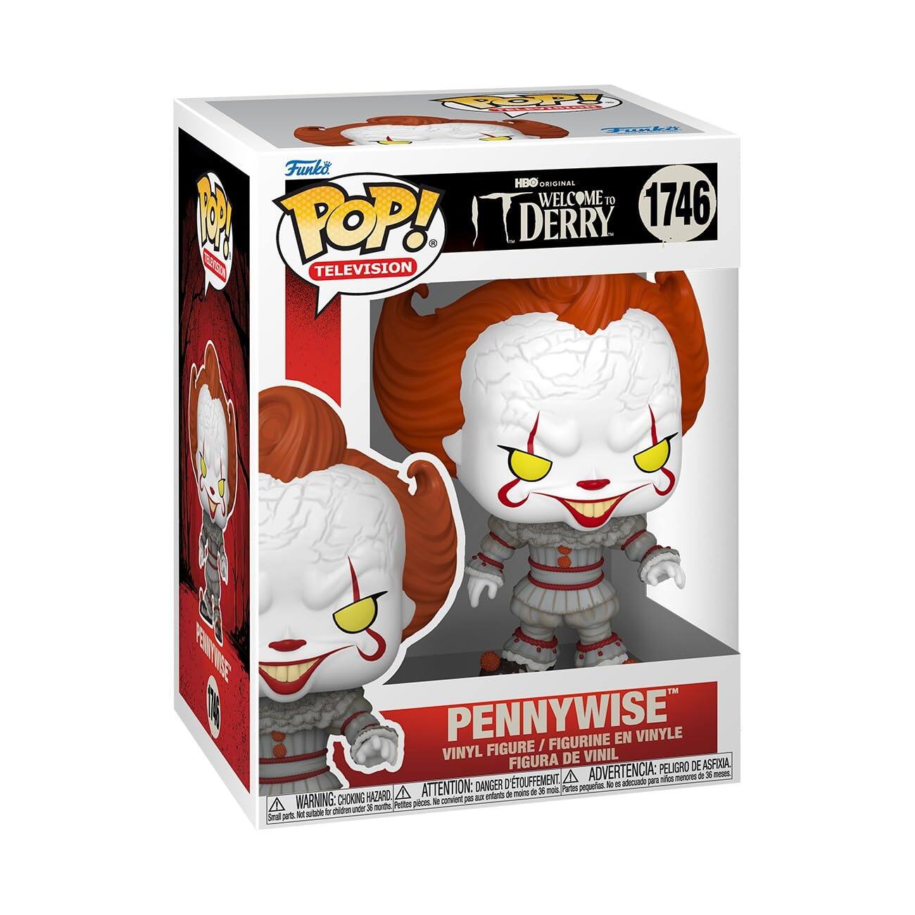 Funko POP! TELEVISION

HBO ORIGINAL WELCOME TO DERRY

1746

PENNYWISE

VINYL FIGURE / FIGURINE EN VINYLE / FIGURA DE VINIL

WARNING: CHOKING HAZARD - Small parts. Not for children under 3 years. ATTENTION: DANGER - Petite pièce. Ne convient pas aux enfants de moins de 3 ans. ADVERTENCIA: PELIGRO DE ASFIXIA - Piezas pequeñas. No es adecuado para niños menores de 3 años.