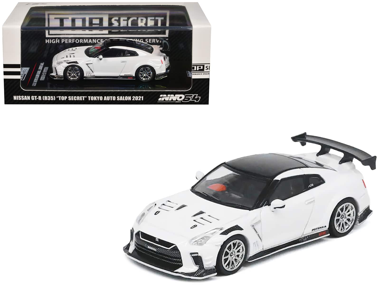 "Nissan GT-R (R35) ""Top Secret"" RHD White with Black Top ""Tokyo Auto Salon 2021"" 1/64 Diecast Model Car by Inno Models" price history on PriceWatchPro