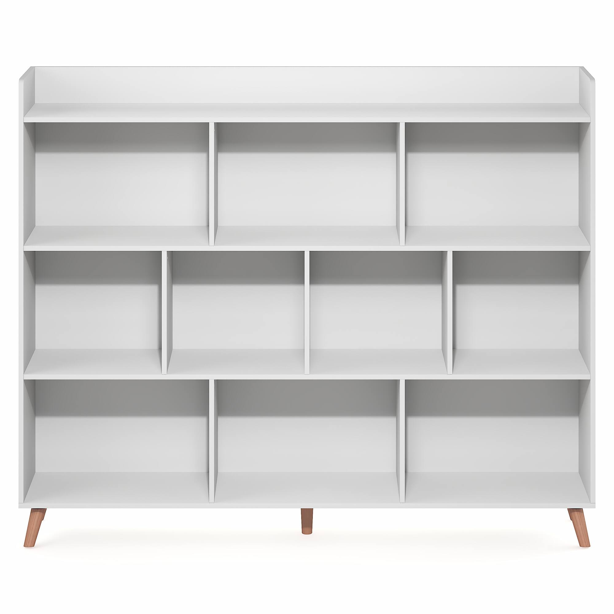 Alt View 5. Furinno - CLAUDE 10-Cube Mid Century Bookshelf, Bookcase, Storage Organizer with Wood Legs, for Living Room, Bedroom, Home Office - White.