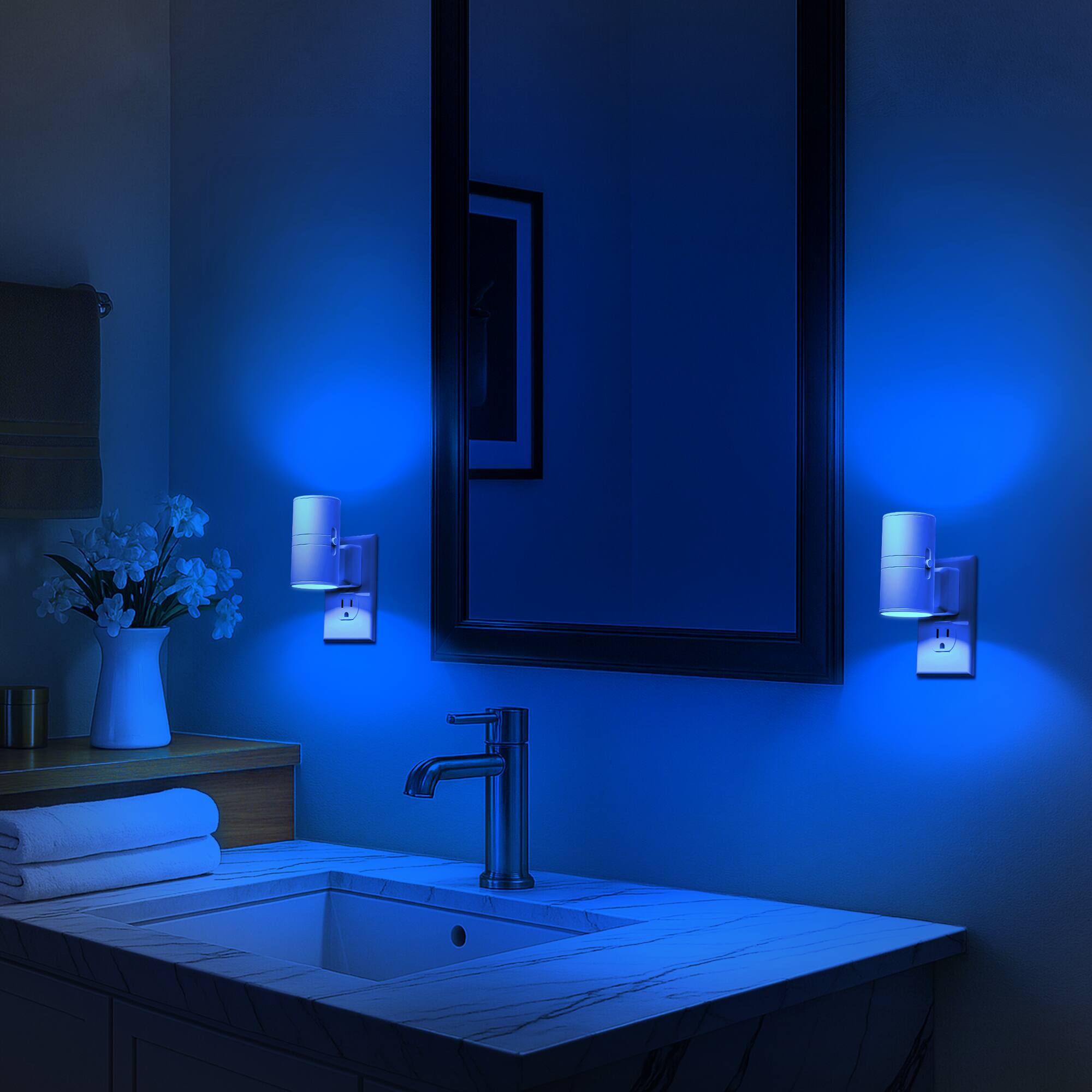 Jandcase 2 Pack 1W Plug in Night Light, Blue Glow, Round Cylinder ...