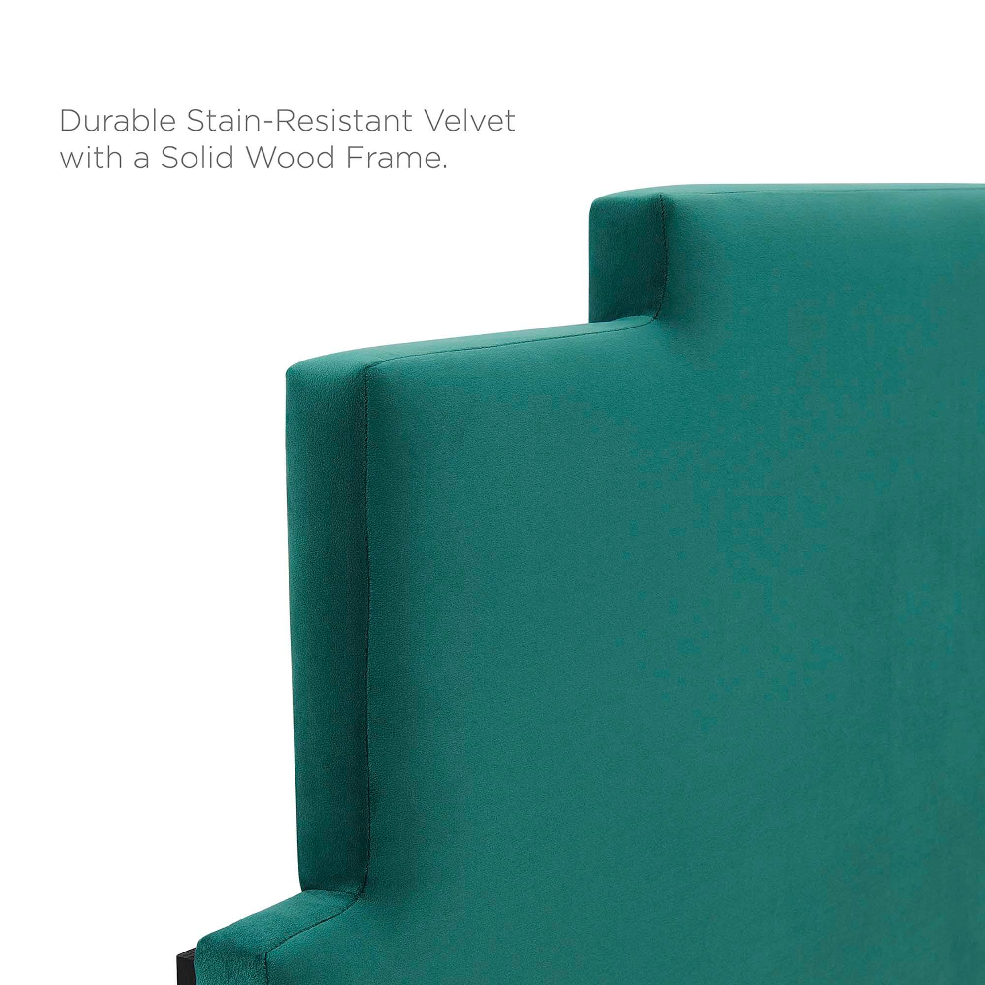 Durable Stain-Resistant Velvet with a Solid Wood Frame.
