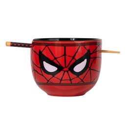 Silver Buffalo - Marvel Spider-Man Face 20-Ounce Ramen Bowl and Chopstick Set - Multi-Colored