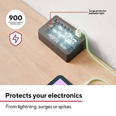 900 Joules of Surge Protection  
Staples Surge Protector Indicator Light  
Protects your electronics from lightning, surges, or spikes