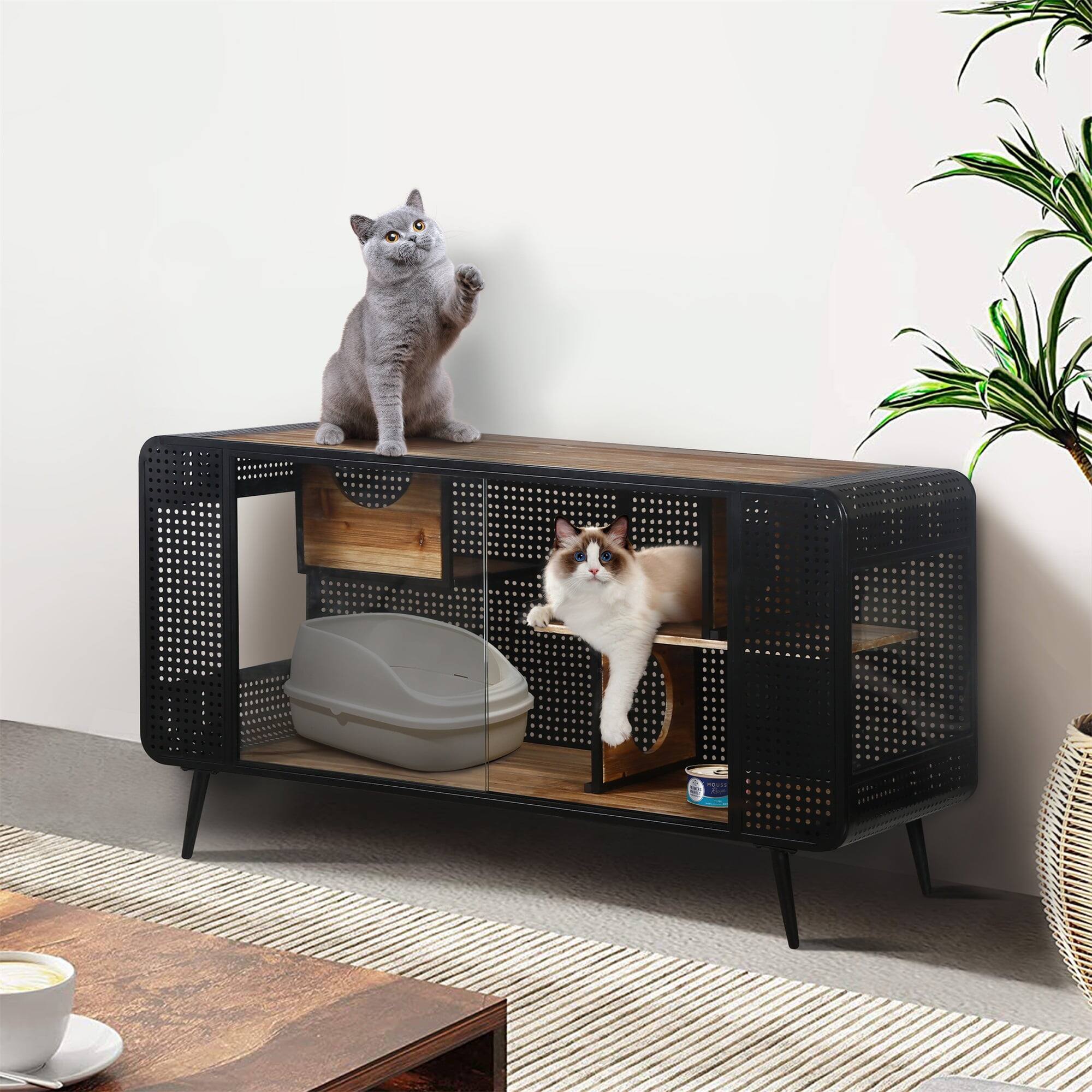 Alt View 1. Pefilos - 55" Cat House for Indoor Cats with Tempered Glass, Transparent Cat Playpen Cat Condo for Large Cats.