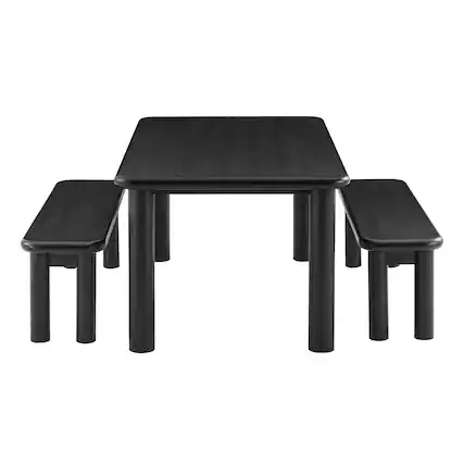 Front. Modway - Alvia 3-Piece Wood Dining Table and Benches Set by Modway - Black.