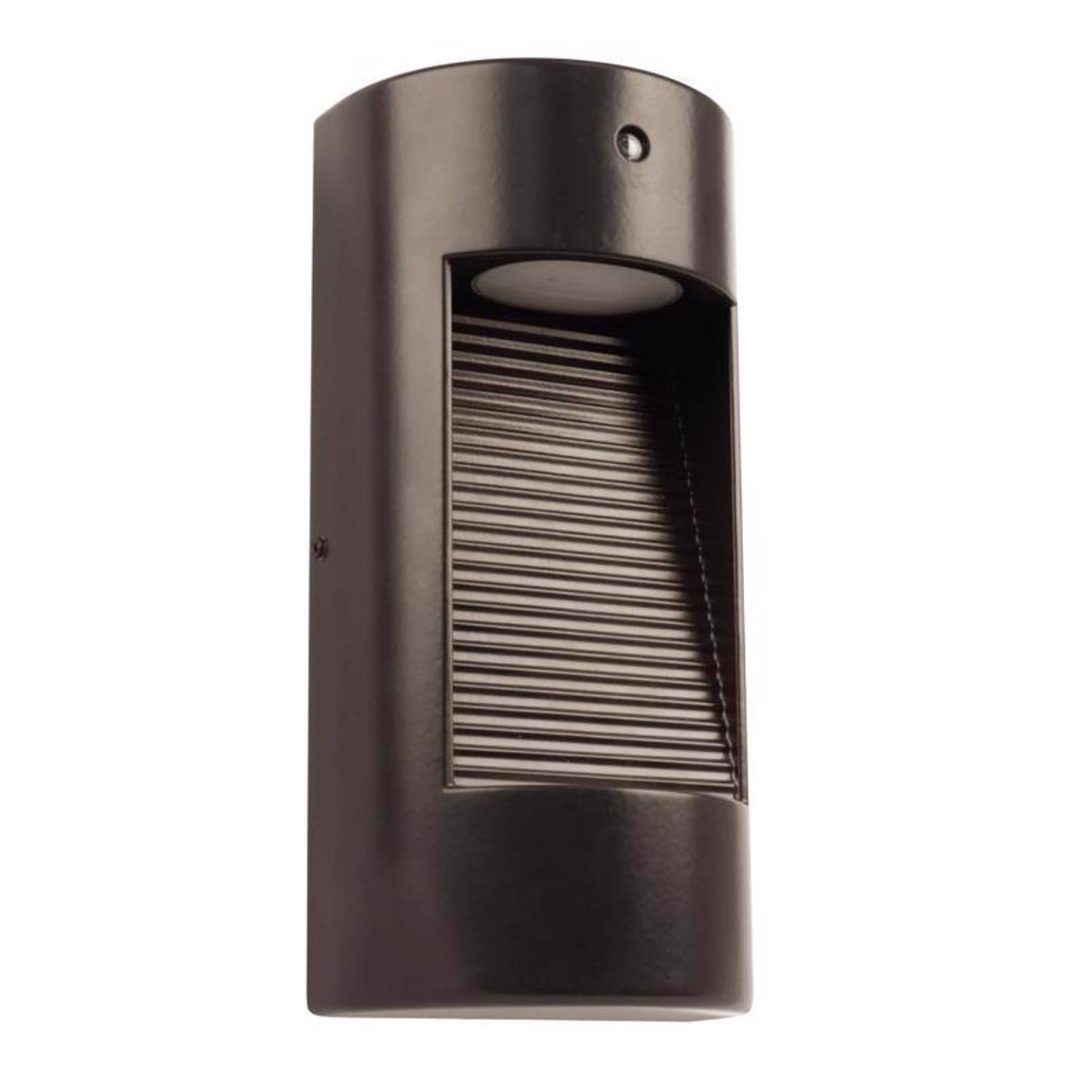 Left. FEIT ELECTRIC - Feit LED Dusk to Dawn Hardwired LED Bronze Security Light.