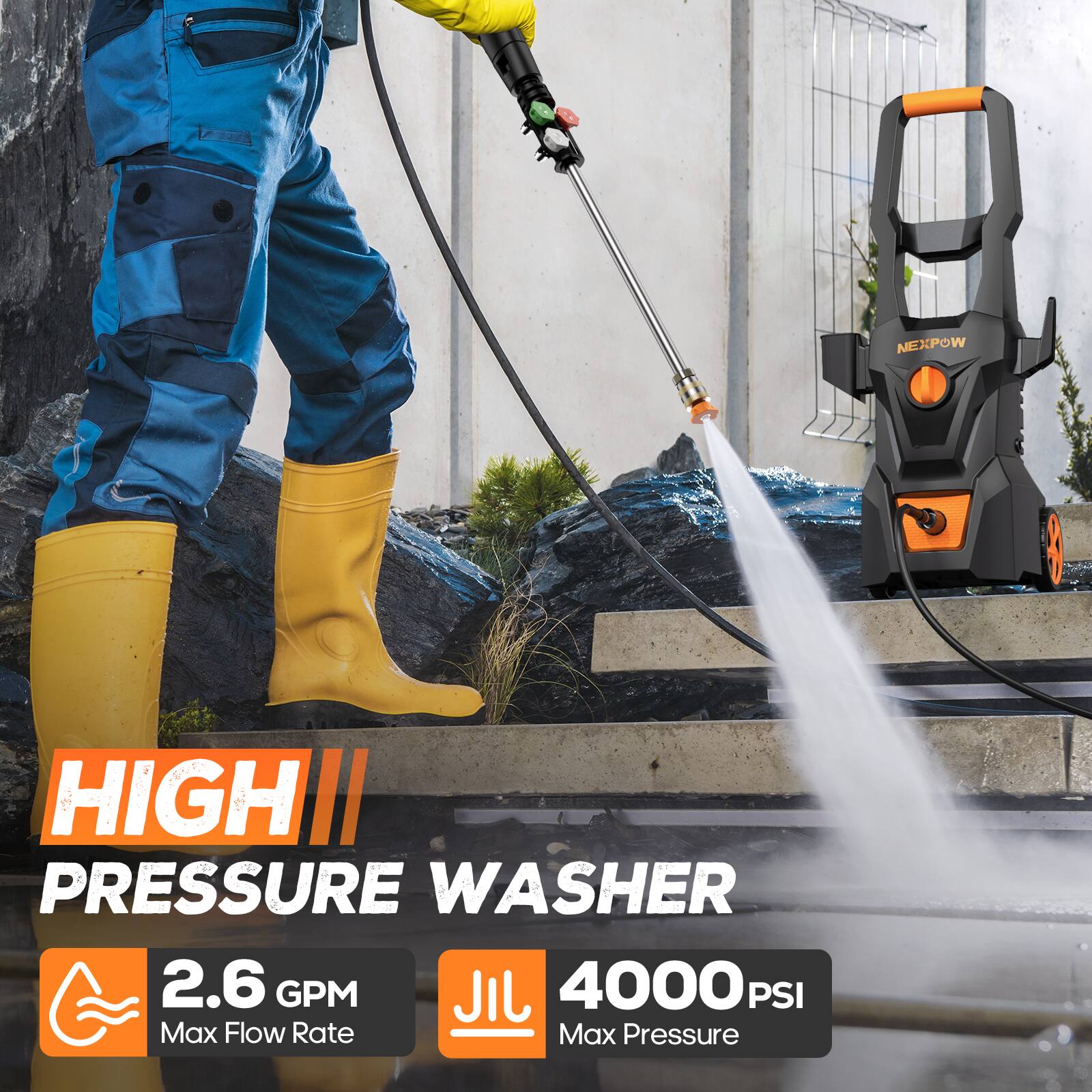 NEXPOW HIGH PRESSURE WASHER  
2.6 GPM  
4000 PSI  
Max Flow Rate  
Max Pressure