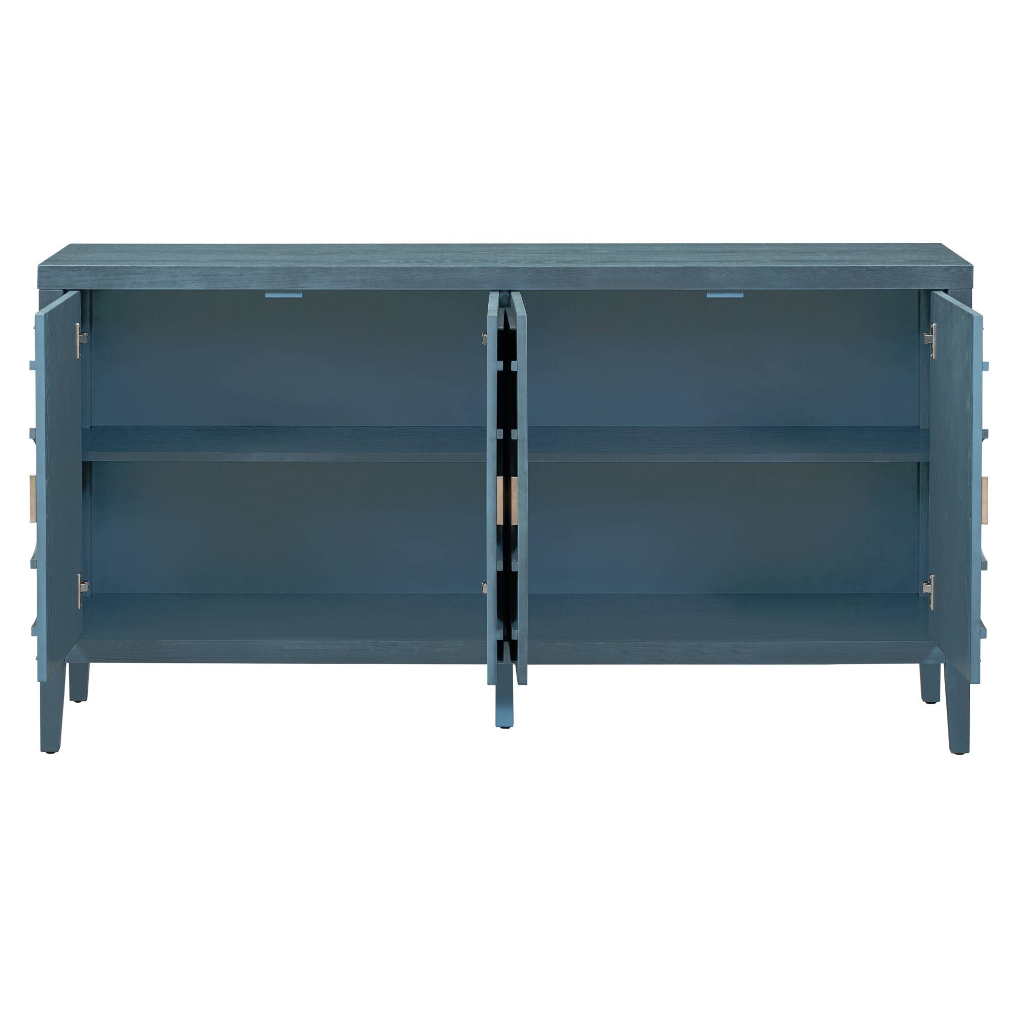 Alt View 7. Spaco - Spaco Retro Sideboard Buffet, Door with Circular Groove Design Round Metal Door Handle for Entrance, Dinning Living Room - Antique Blue.