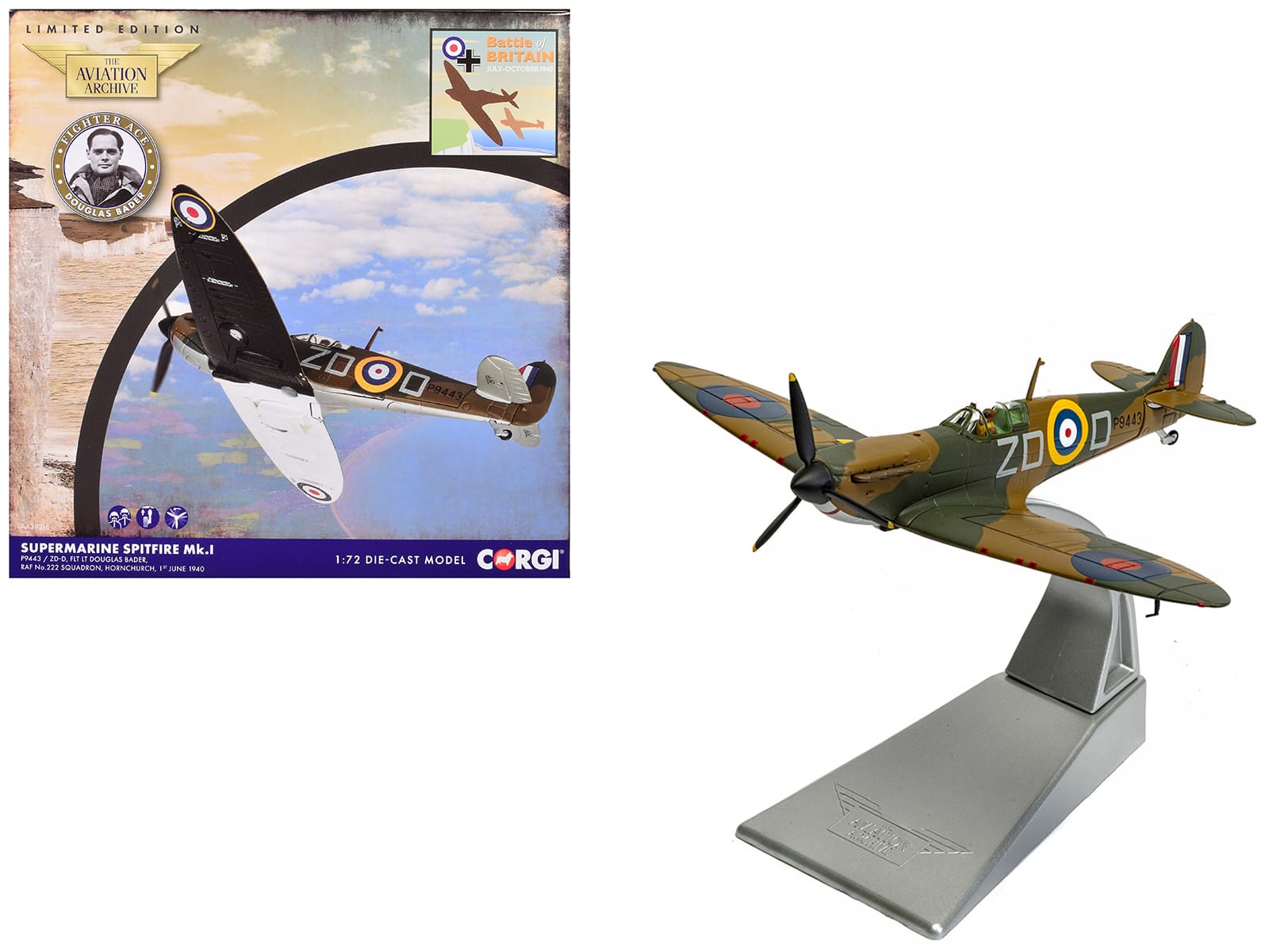 "Supermarine Spitfire MkI Fighter Aircraft Royal Air Force ""The Aviation Archive"" Series 1/72 Diecast Model by Corgi" price history on PriceWatchPro