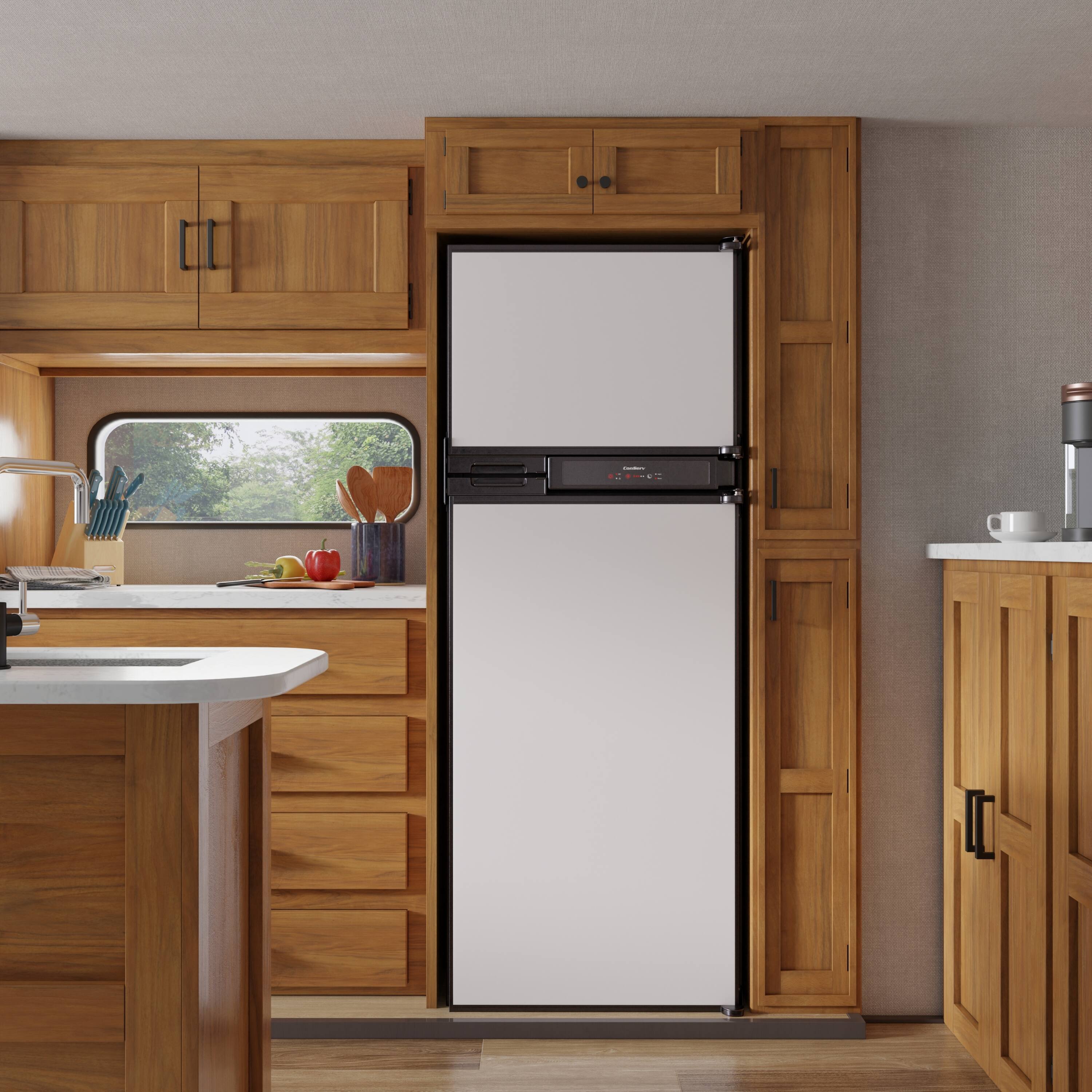 Back. Conserv - Conserv 12V/DC Refrigerator Freezer 10 Cu. Ft. Built-in RV OFF-GRID DORMS 2 Reversible Doors - Stainless Steel - Stainless.