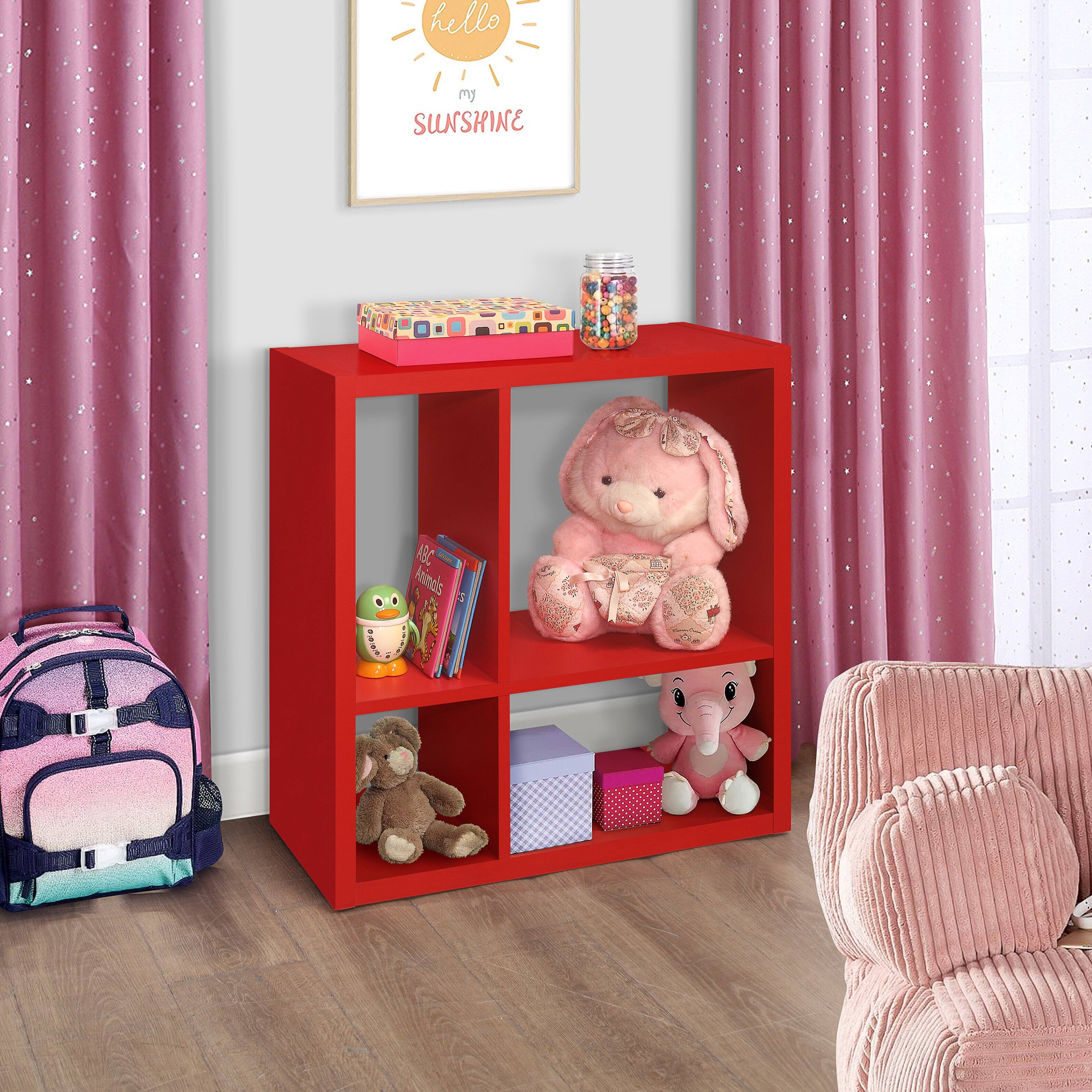Kings Brand Furniture - Katelyn 4-Cube Bookcase/Organizer - Red