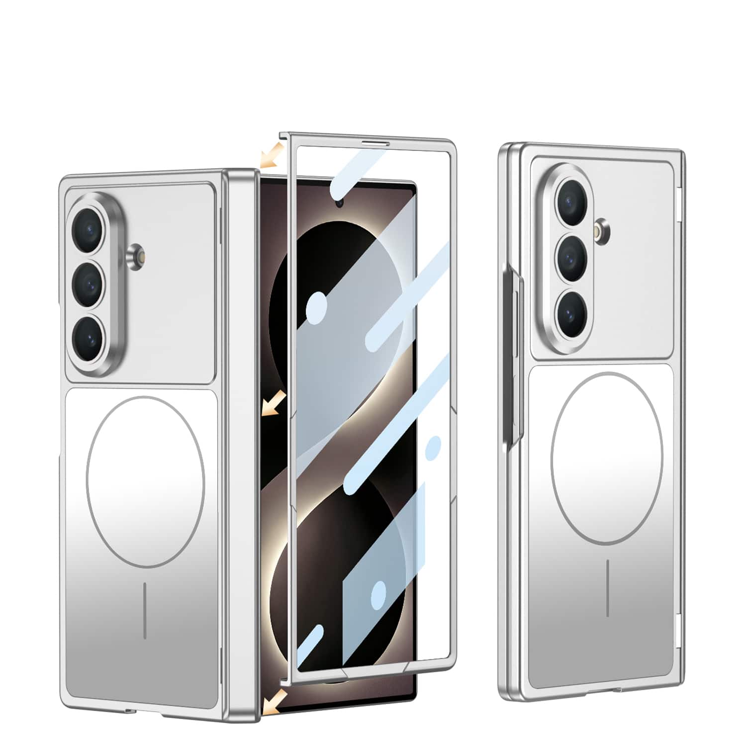 Dteck - Magnetic Slim Case with Built-in Screen Protector for Samsung Galaxy Z Fold8 Ultra, Hard PC Shock-absorbent Back Cover - Silver price history on PriceWatchPro
