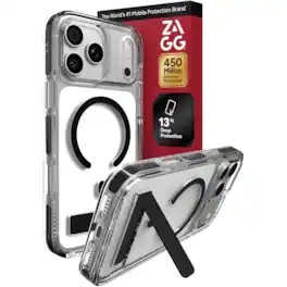 ZAGG - Santa Cruz Snap MagSafe-Compatible Case with Kickstand for Apple iPhone 18 Pro Max / iPhone 17 Pro Max - Clear/Black