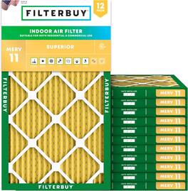 Filterbuy - 17.25x29.25x1 MERV 11 Pet & Allergy Defense, Electrostatic Pleated HVAC AC Furnace Air Filters Replacement (12-Pack) - Gold