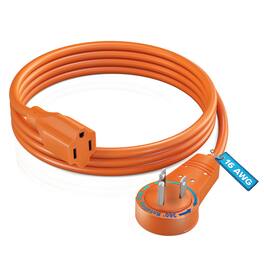 Maximm - 3 Foot 360° Rotating Flat Plug Extension Cord/Wire, 3 Prong Grounded Wire 16 Awg Power Cord - UL Certified - Orange