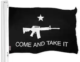 G128 - Come and Take It Rifle Flag, 3 x 5 ft Printed Polyester with Brass Grommets - Assorted Colors