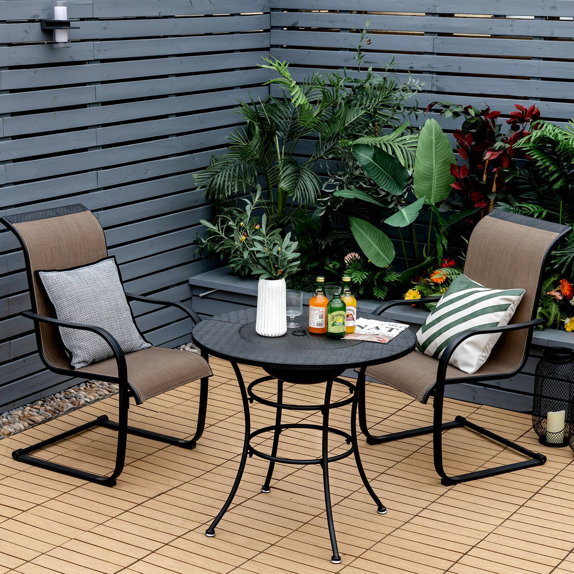 Alt View 1. Costway - Costway 31.5" Patio Fire Pit Dining Table Charcoal Wood Burning W/ Cooking BBQ Grate - Black.