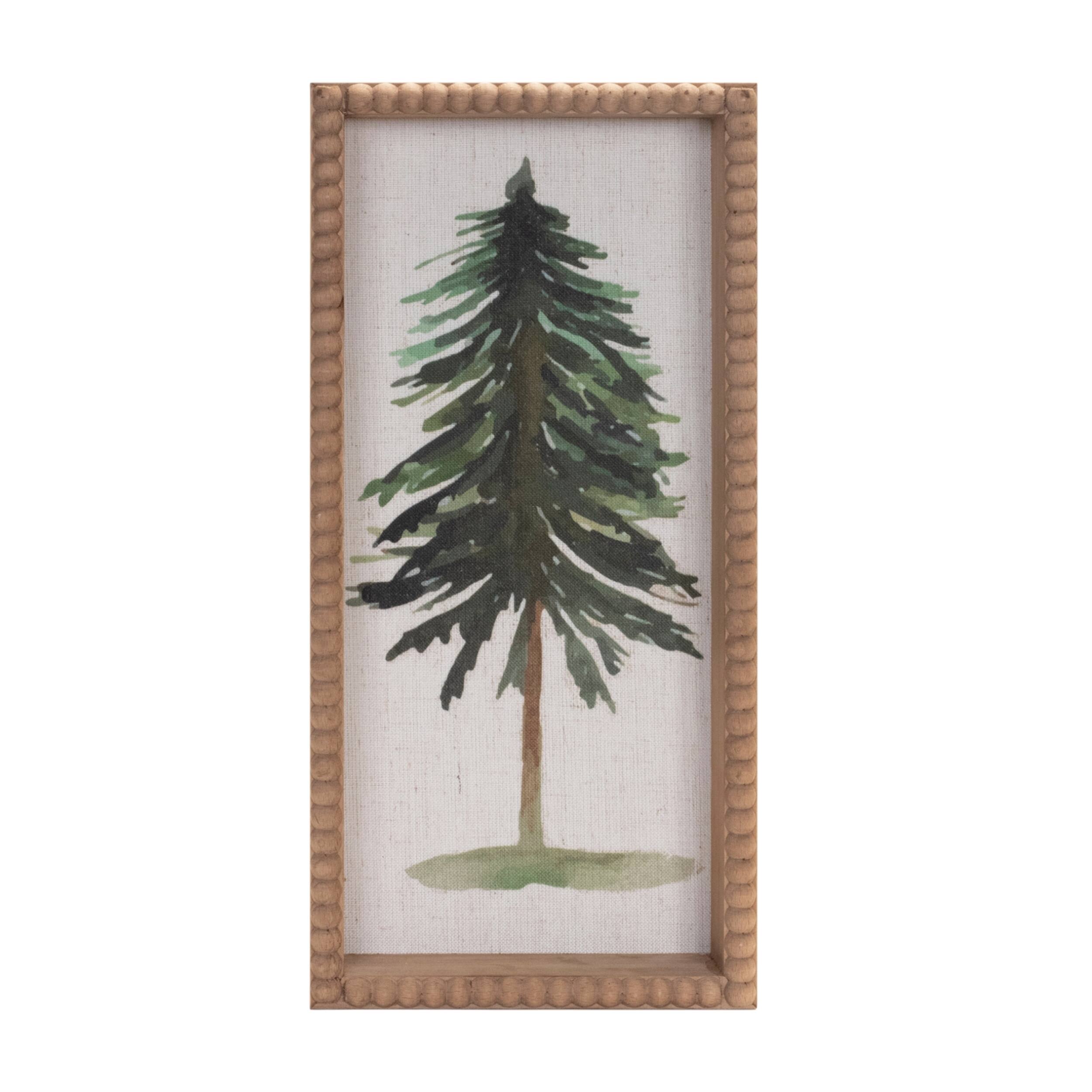 Alt View 1. BreeBe - Framed Pine Tree Plaque (Set of 2) - Green, Beige.