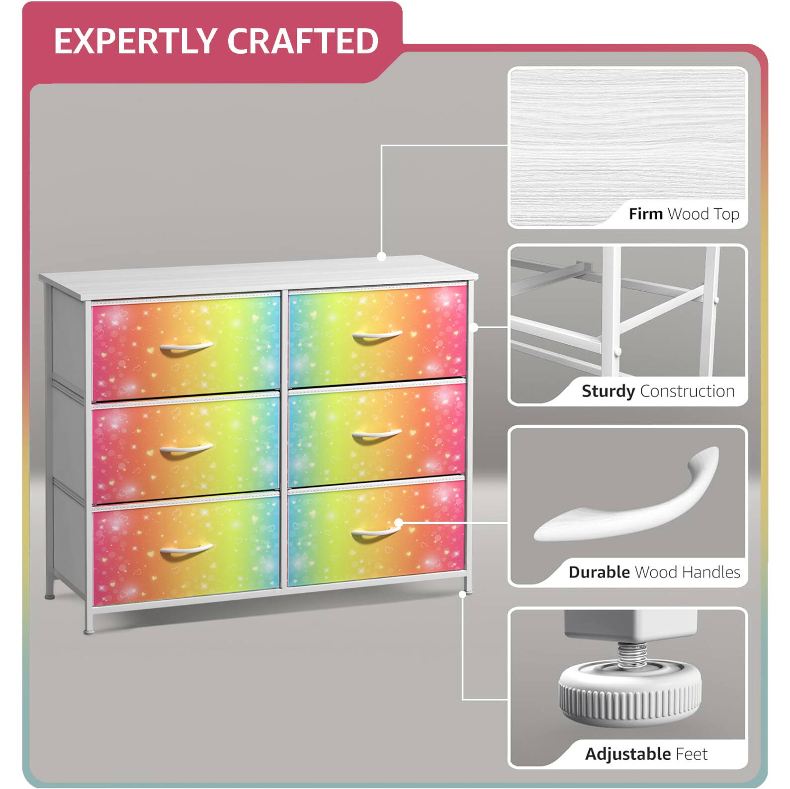 EXPERTLY CRAFTED

- Firm Wood Top
- Sturdy Construction
- Durable Wood Handles
- Adjustable Feet