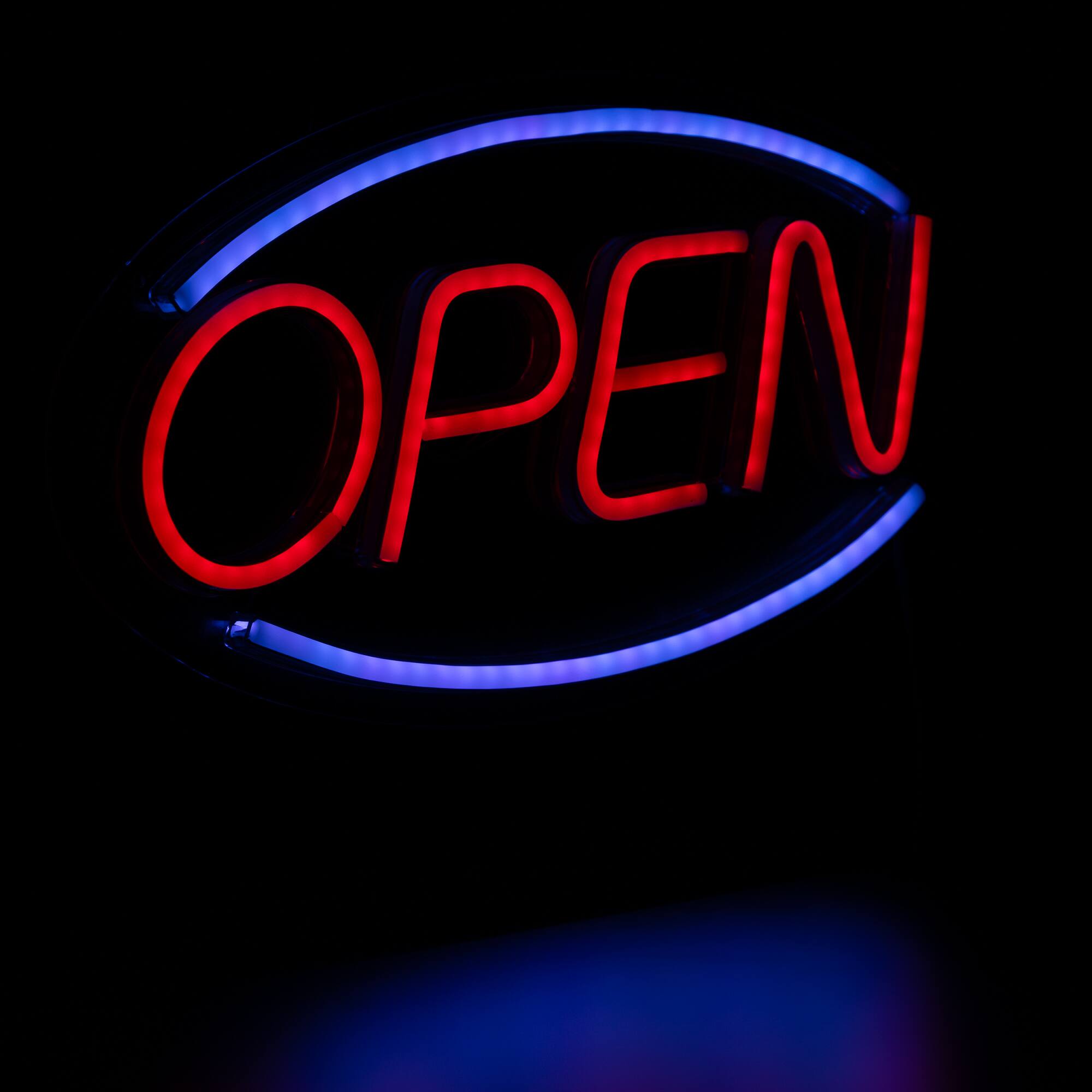 Alt View 3. Northlight - LED Open Neon Lighted Wall Sign - 17.75" - Red and Blue - Red.