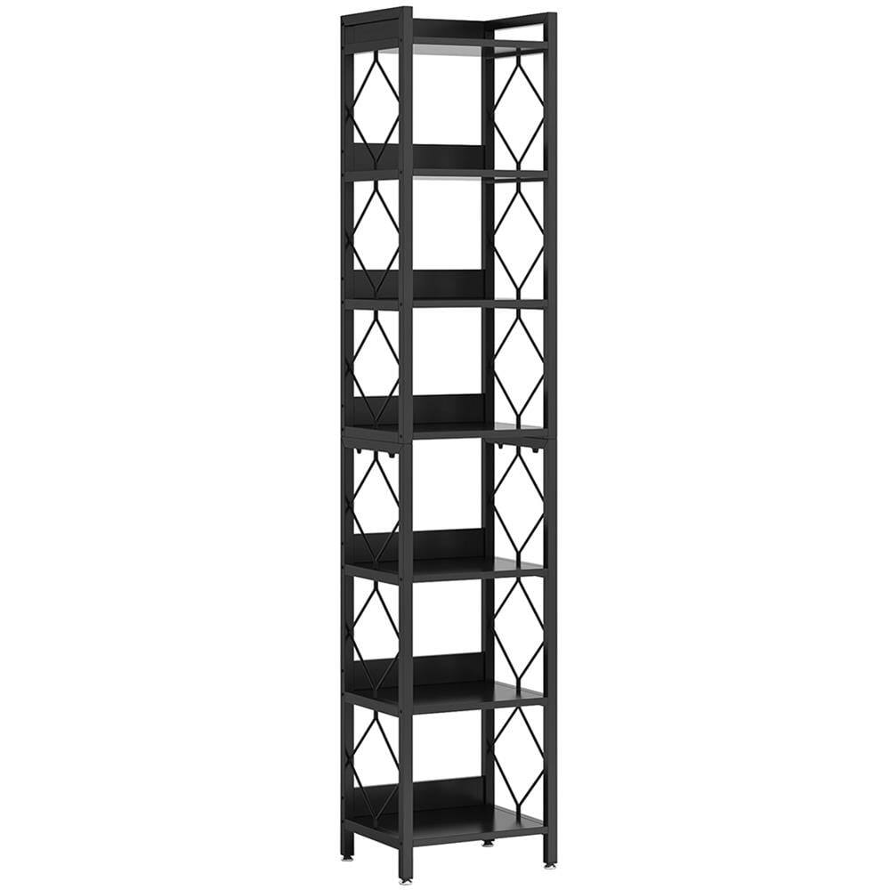 Back. Kadyn - Kadyn Bookshelf, Storage Shelf, Bookcase,7-Tier Corner Shelf, 78.7" Narrow Bookshelf Corner Bookcase,Black - Black.