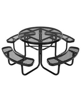 VEVOR - Heavy-Duty Picnic Table, Outdoor Furniture Weather Resistant Patio Dining Set, Coated Steel Tables with Umbrella Hole - Black