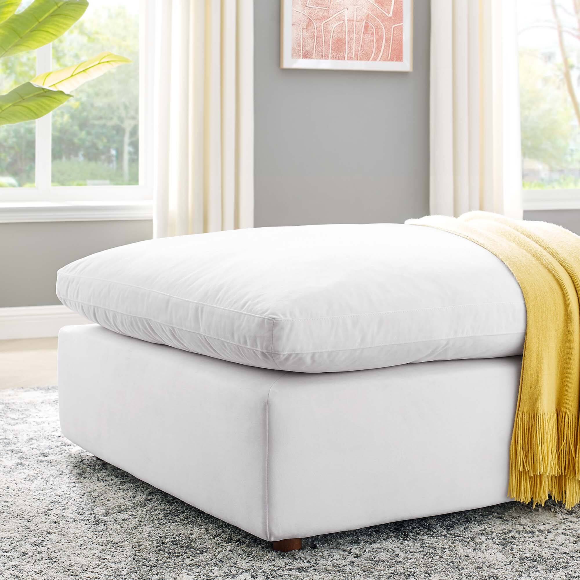 Back. Modway - Commix Down Filled Overstuffed Performance Velvet Ottoman by Modway - EEI-4365-WHI.