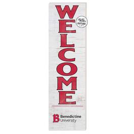 Jardine - Benedictine Eagles 10'' x 35'' Indoor/Outdoor Welcome Sign - White