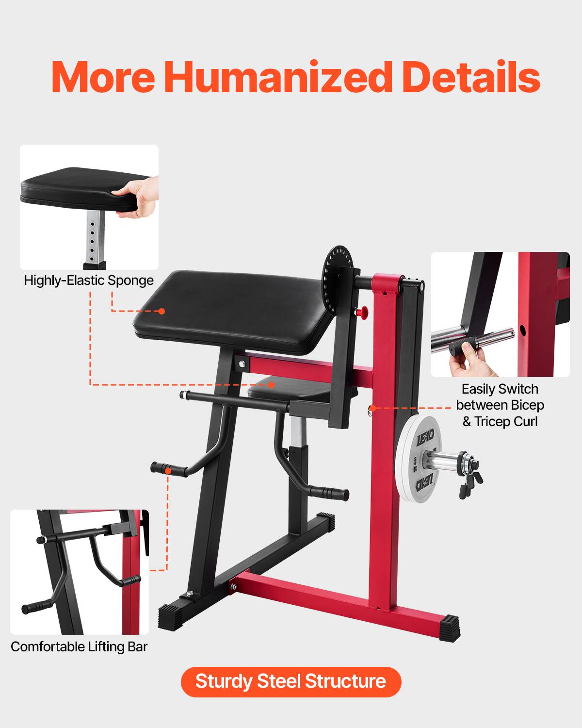 VEVOR Preacher Curl Machine, 2 in 1 Bicep Curl Machine and Triceps