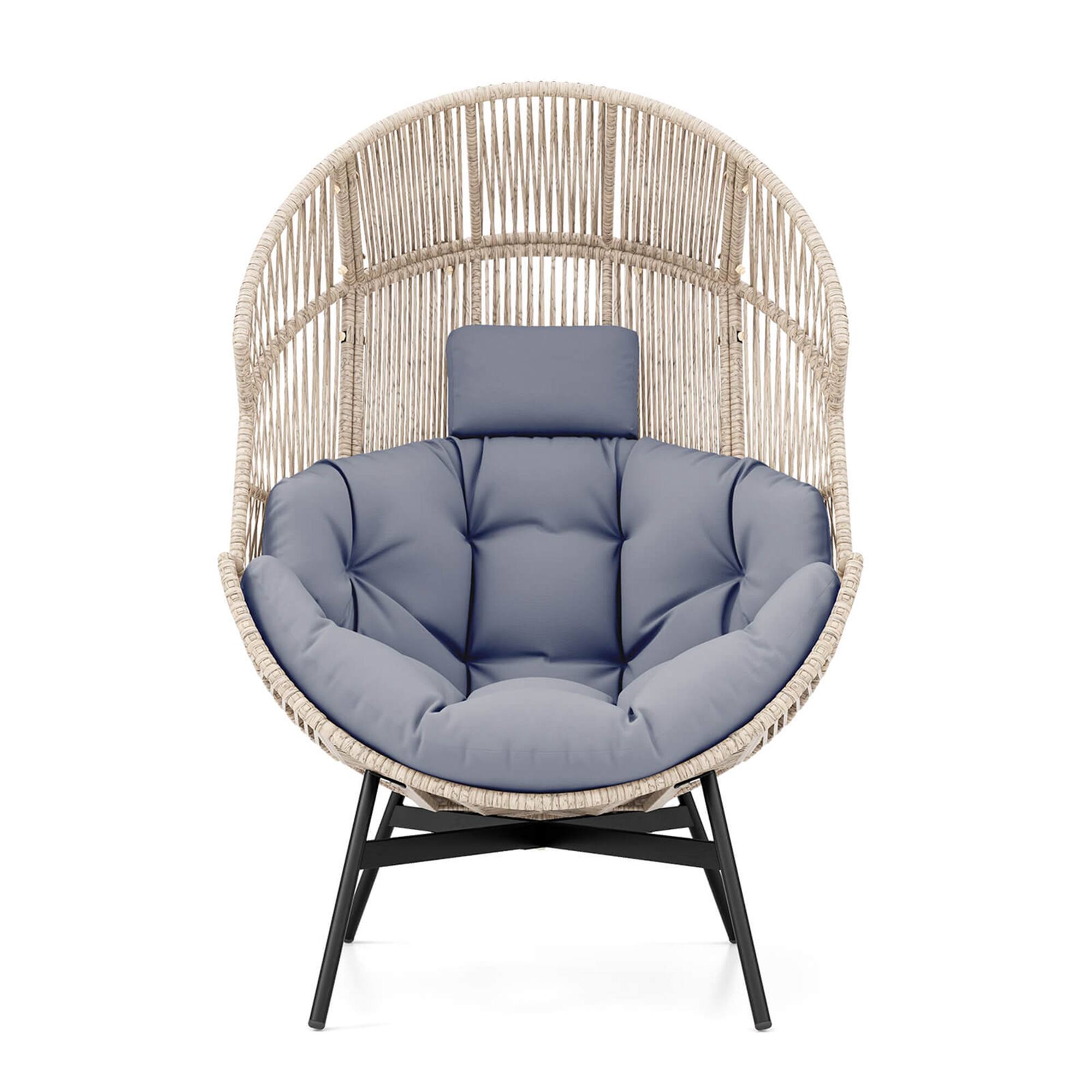 Alt View 5. Gymax - Gymax Wicker Stationary Egg Chair Lounge Basket Sofa Chair w/ Heavy-Duty Metal Frame Gray - Gray.
