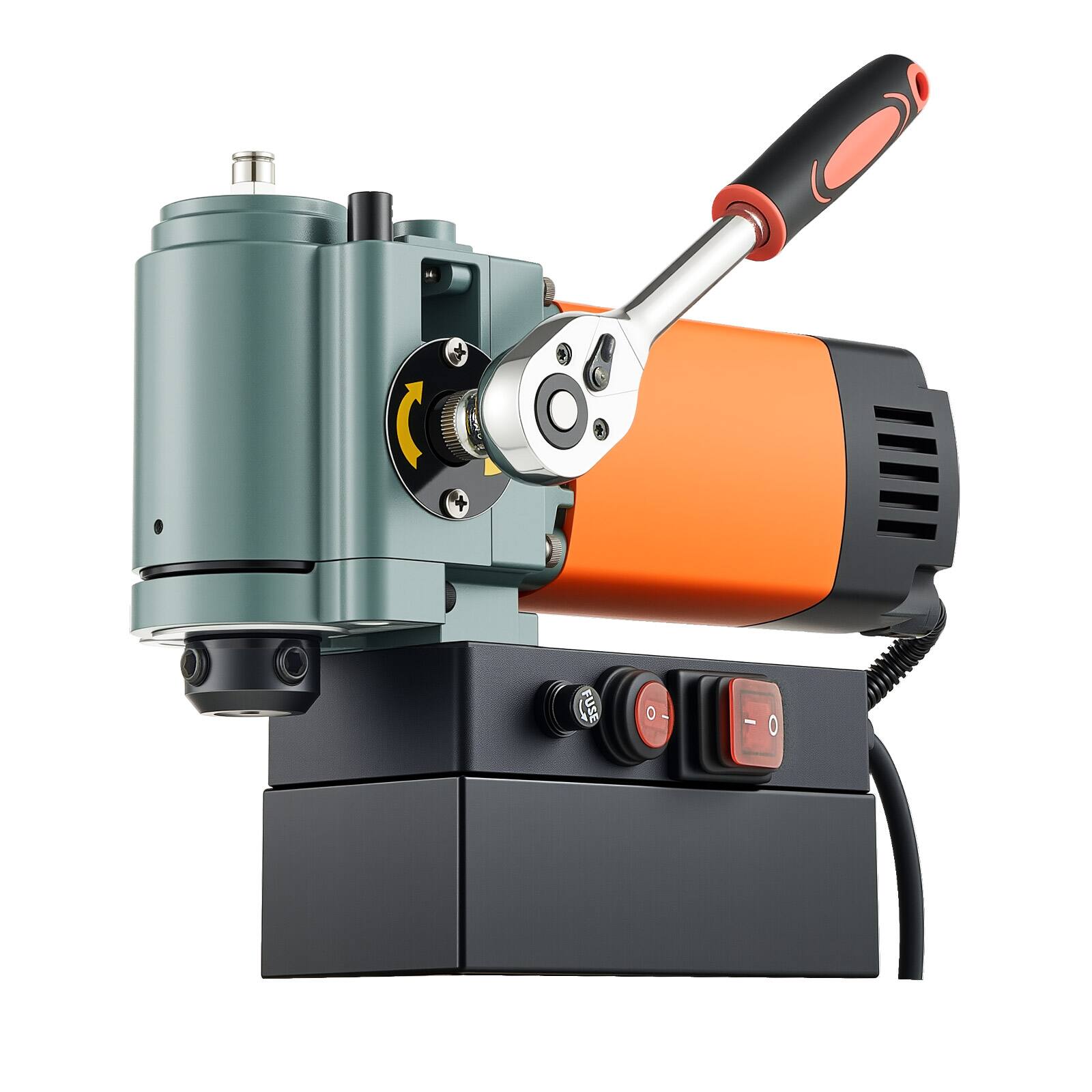 Alt View 5. VEVOR - Low Profile Magnetic Drill Press, 1300 W, 1.4 in Boring Diameter, 2248 lbf Power Portable Mag Drill Press, 650RPM Speed - Orange;Black.