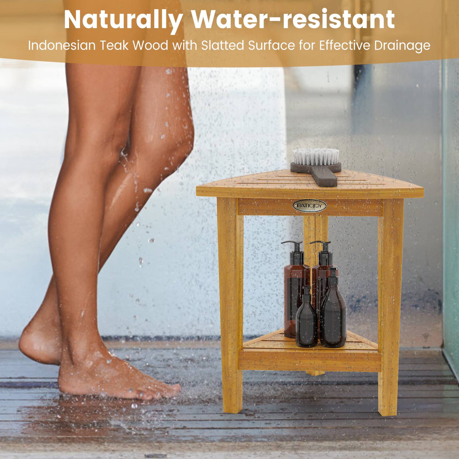 Naturally Water-resistant  
Indonesian Teak Wood with Slatted Surface for Effective Drainage